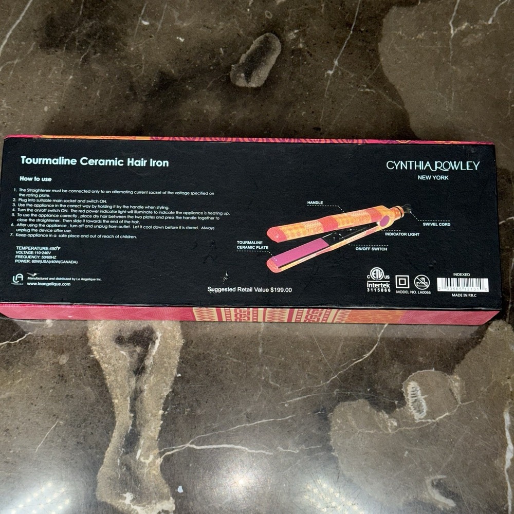 Cynthia Rowley Hair Iron Women Multicolor Tourmaline Ceramic LA0066 New - Picture 4 of 6
